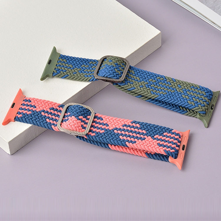Buckle Braided Elastic Strap Watch Band For Apple Watch Series 9&8&7 41mm / SE 3&SE 2&6&SE&5&4 40mm / 3&2&1 38mm(Rainbow Color), For Apple Watch Series 8&7 41mm / SE 2&6&SE&5&4 40mm / 3&2&1 38mm