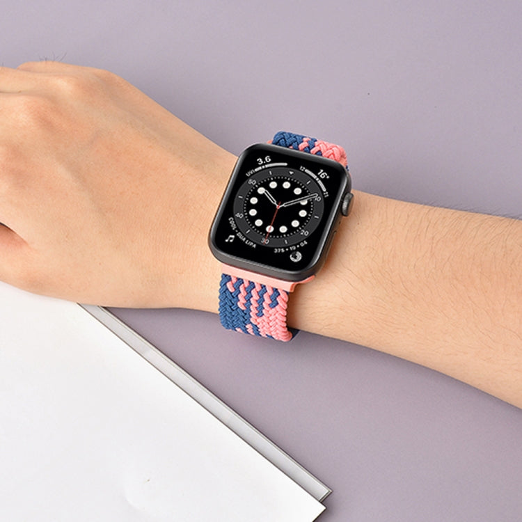 Buckle Braided Elastic Strap Watch Band For Apple Watch Series 9&8&7 41mm / SE 3&SE 2&6&SE&5&4 40mm / 3&2&1 38mm(Rainbow Color), For Apple Watch Series 8&7 41mm / SE 2&6&SE&5&4 40mm / 3&2&1 38mm