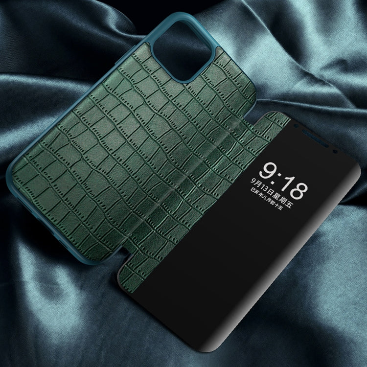 Crocodile Texture Display Window Horizontal Flip Leather Case, For iPhone 11