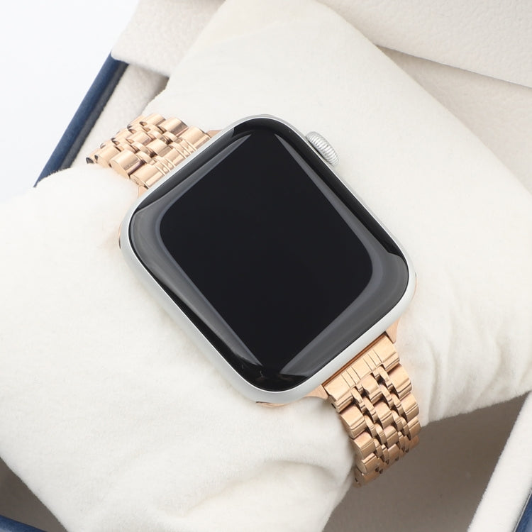 Small Waist Seven Beads Stainless Steel Strap Watchband For Apple Watch Series 6 & SE &, For Apple Watch Series 7 45mm / 6 & SE & 5 & 4 44mm / 3 & 2 & 1 42mm, For Apple Watch Series 8&7 41mm / SE 2&6&SE&5&4 40mm / 3&2&1 38mm����������������������������...