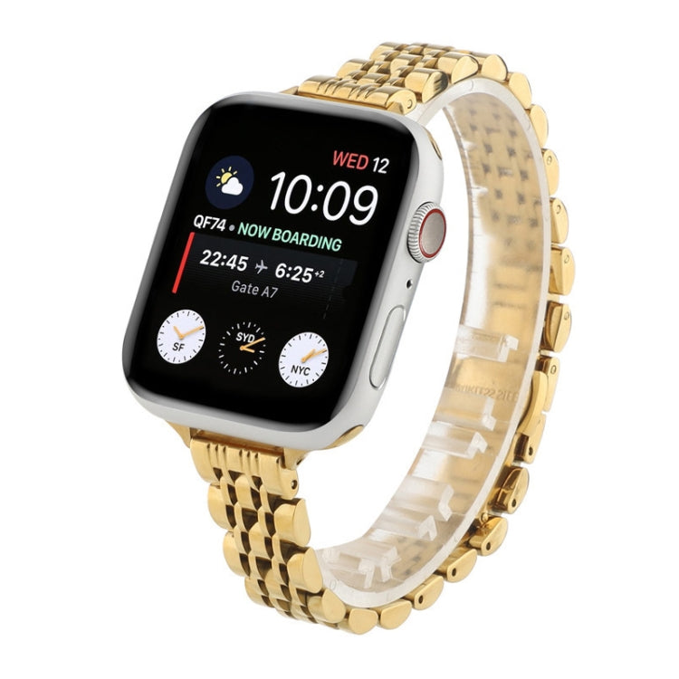 Small Waist Seven Beads Stainless Steel Strap Watchband For Apple Watch Series 6 & SE &, For Apple Watch Series 7 45mm / 6 & SE & 5 & 4 44mm / 3 & 2 & 1 42mm, For Apple Watch Series 8&7 41mm / SE 2&6&SE&5&4 40mm / 3&2&1 38mm����������������������������...