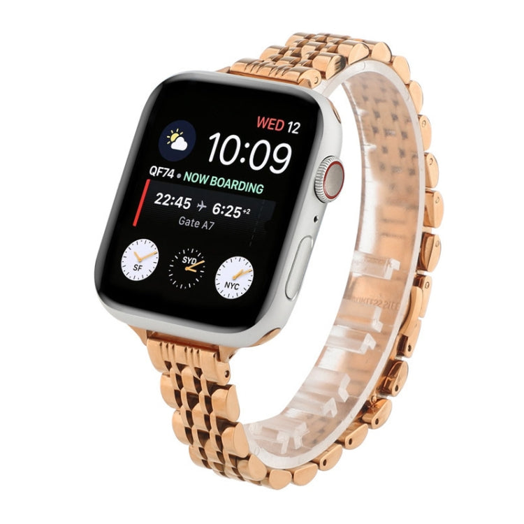 Small Waist Seven Beads Stainless Steel Strap Watchband For Apple Watch Series 6 & SE &, For Apple Watch Series 7 45mm / 6 & SE & 5 & 4 44mm / 3 & 2 & 1 42mm, For Apple Watch Series 8&7 41mm / SE 2&6&SE&5&4 40mm / 3&2&1 38mm����������������������������...