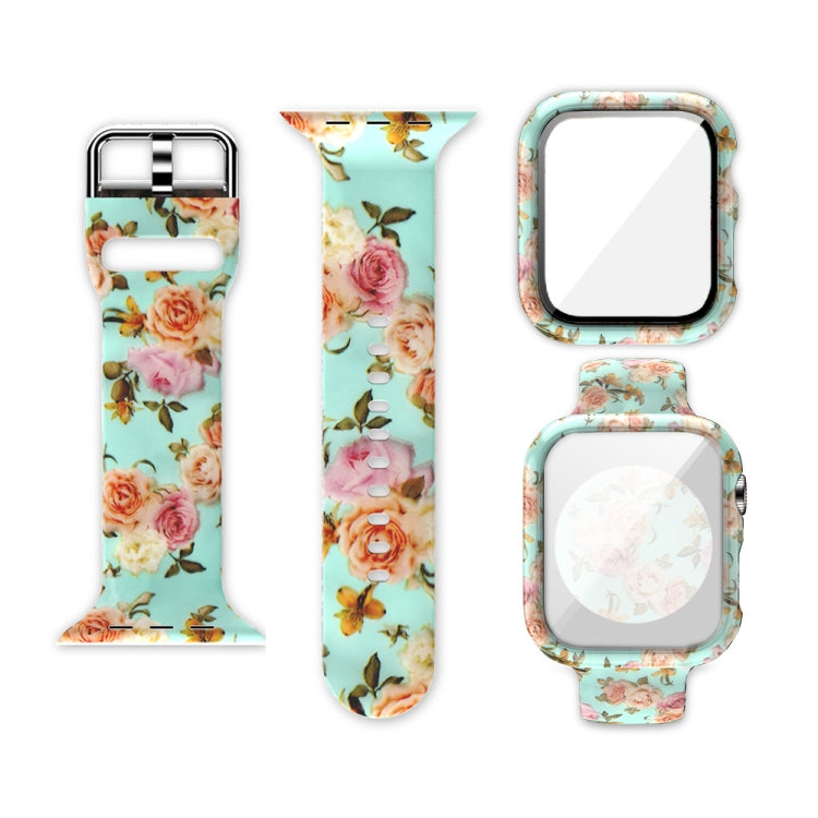 Silicone Printing Integrated Replacement Watch Case Watchband, For Apple Watch Series  7  45mm / & 6 & SE & 5 & 4 44mm