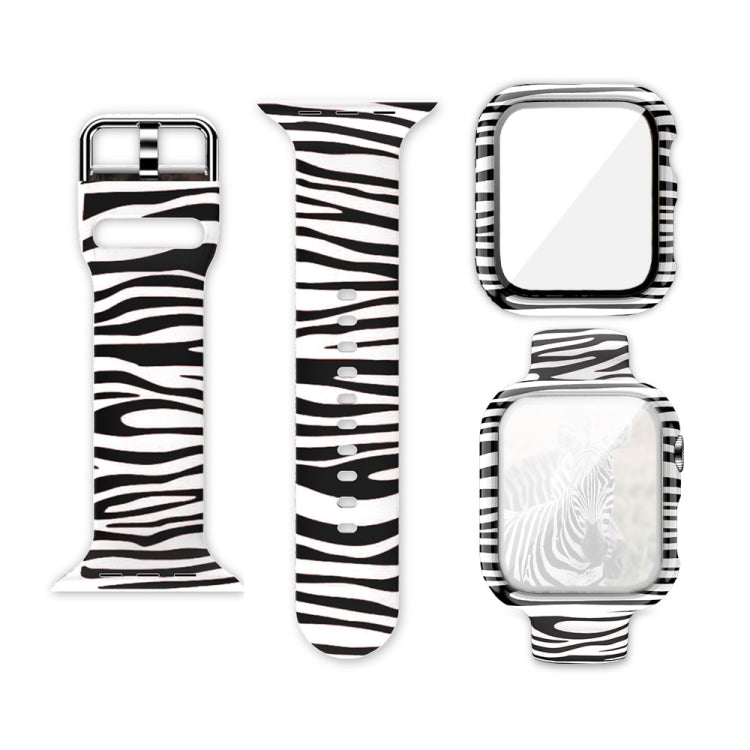 Silicone Printing Integrated Replacement Watch Case Watchband, For Apple Watch Series  7  45mm / & 6 & SE & 5 & 4 44mm