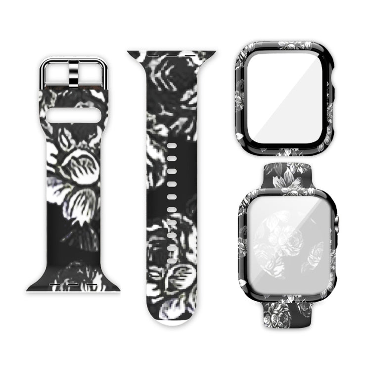 Silicone Printing Integrated Replacement Watch Case Watchband, For Apple Watch Series  7  45mm / & 6 & SE & 5 & 4 44mm