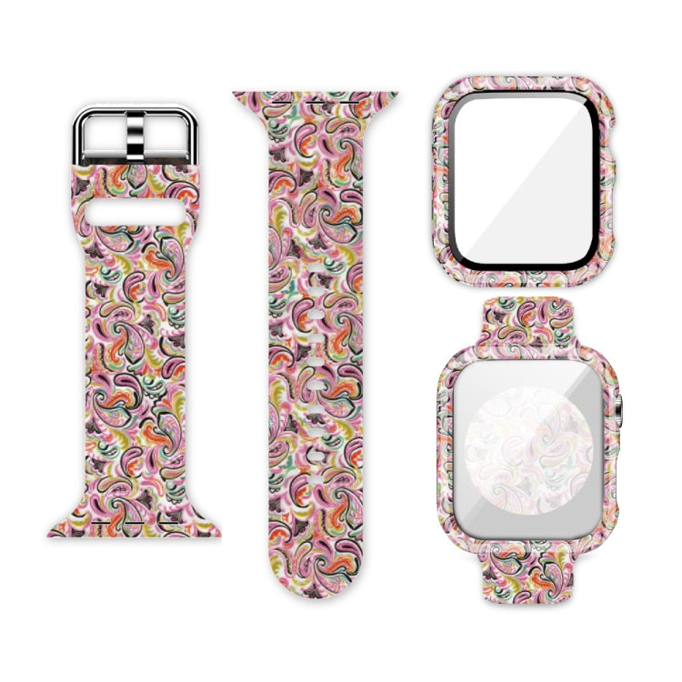 Silicone Printing Integrated Replacement Watch Case Watchband, For Apple Watch Series  7  45mm / & 6 & SE & 5 & 4 44mm