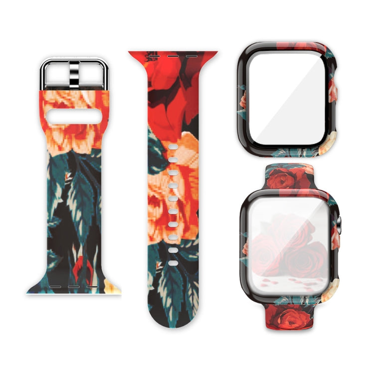 Silicone Printing Integrated Replacement Watch Case Watchband, For Apple Watch Series  7  45mm / & 6 & SE & 5 & 4 44mm