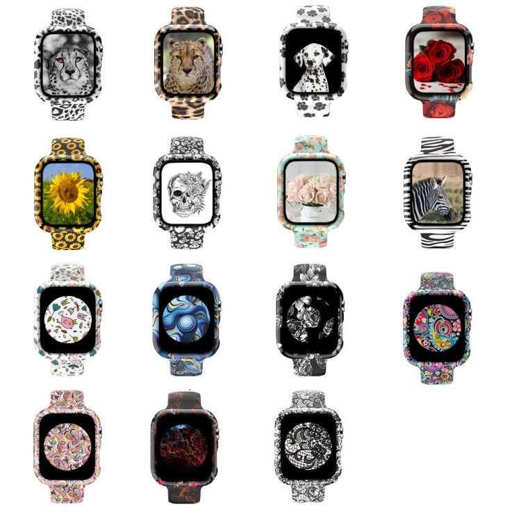Silicone Printing Integrated Replacement Watch Case Watchband, For Apple Watch Series 7  41mm / & 6 & SE & 5 & 4 40mm