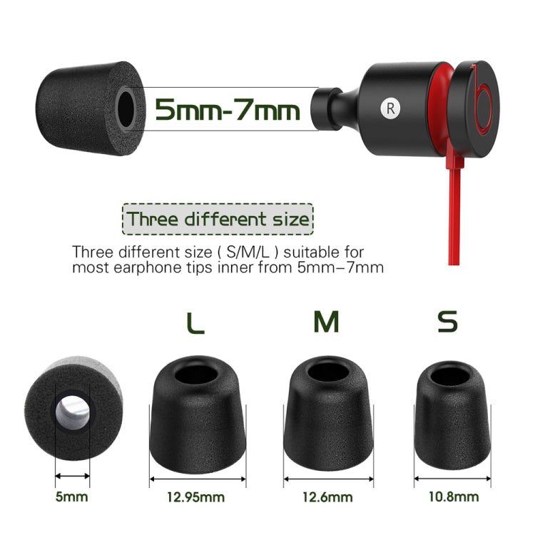 6 Pairs New Bee NB-M1 Slow Rebound Memory Foam Ear Caps with Storage Box, Suitable for 5mm-7mm Earphone Plugs, Memory Foam Black