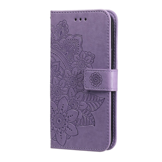 Horizontal flip wallet case featuring raised flower pattern for iPhone 12 mini protection