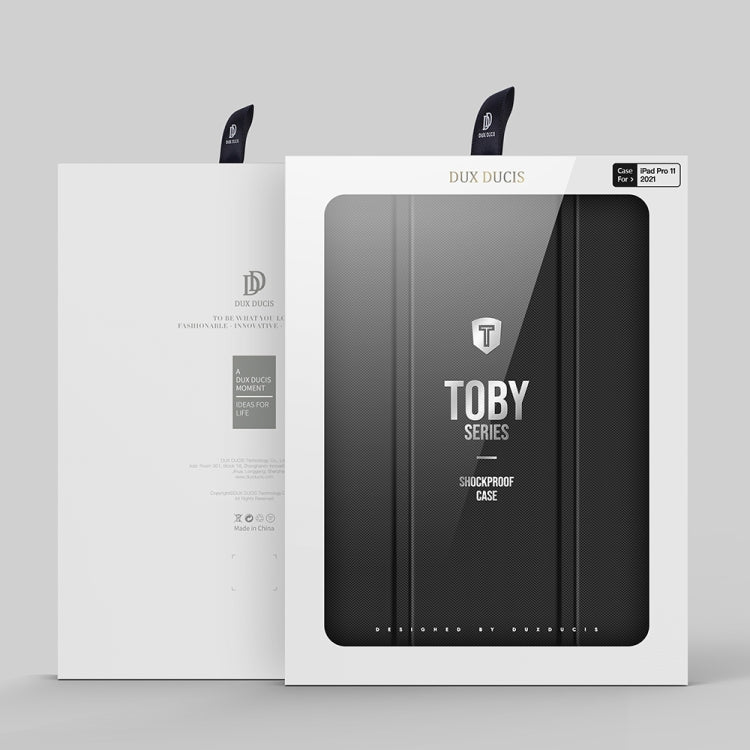 Étui à rabat horizontal antichoc DUX DUCIS TOBY en cuir PU + PC + TPU avec support, emplacement pour stylo et fonction veille/réveil, pour iPad Pro 11 (2022/2021/2020) et iPad Pro 12.9 (2022/2021/2020).