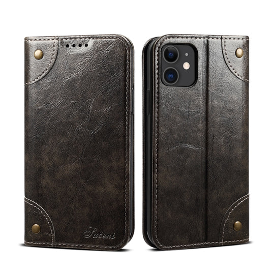 Brown leather wallet case iPhone 7 8 SE horizontal flip design detail