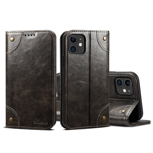Baroque leather flip case iPhone SE 2022 with card slots wallet holder front view