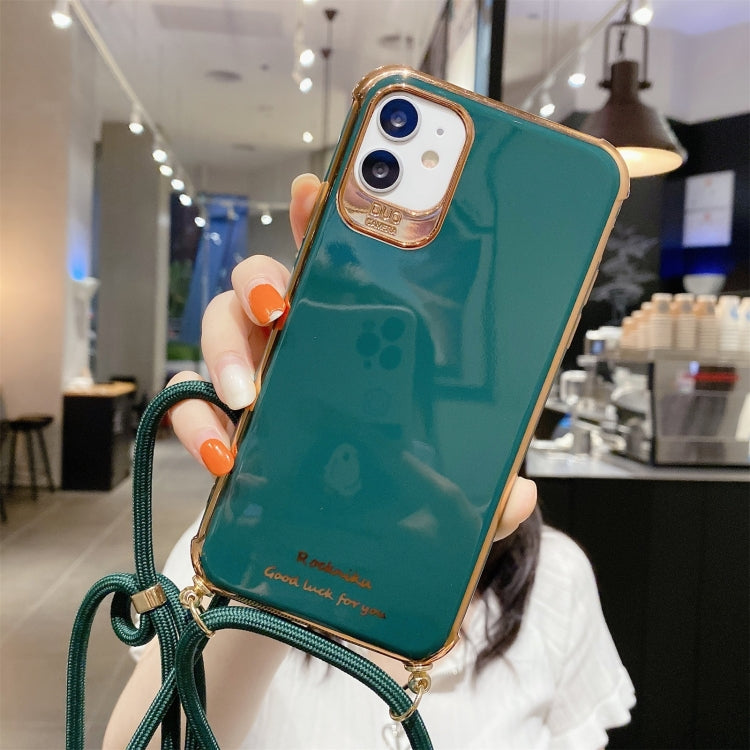 Electroplating TPU Four-Corner Shockproof Protective Case with Lanyard, For iPhone 12