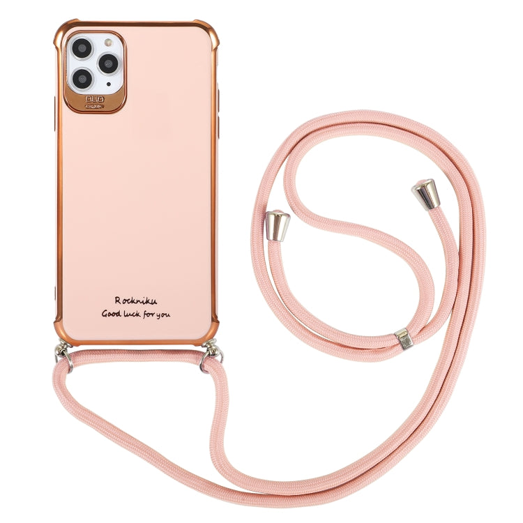 Electroplating TPU Four-Corner Shockproof Protective Case with Lanyard, For iPhone 12