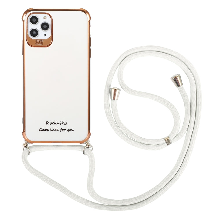 Electroplating TPU Four-Corner Shockproof Protective Case with Lanyard, For iPhone 12