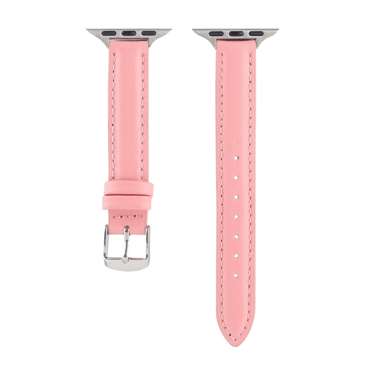 14mm Slim Genuine Leather Strap Watchband For Apple Watch Series, 7 45mm / 6 & SE & 5 & 4 44mm / 3 & 2 & 1 42mm, 7 41mm / 6 & SE & 5 & 4 40mm / 3 & 2 & 1 38mm