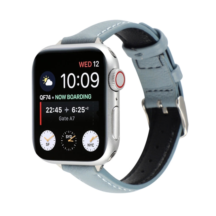 14mm Slim Genuine Leather Strap Watchband For Apple Watch Series, 7 45mm / 6 & SE & 5 & 4 44mm / 3 & 2 & 1 42mm, 7 41mm / 6 & SE & 5 & 4 40mm / 3 & 2 & 1 38mm