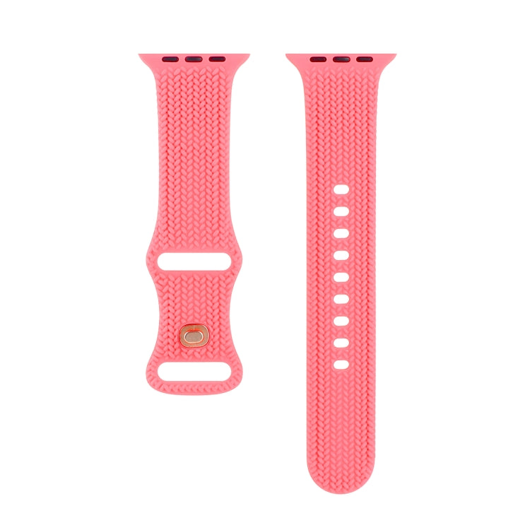 Woven Pattern Figure 8 Buckle Silicone Strap Watchband For Apple Watch Series, 7 45mm / 6 & SE & 5 & 4 44mm / 3 & 2 & 1 42mm, 7 41mm / 6 & SE & 5 & 4 40mm / 3 & 2 & 1 38mm