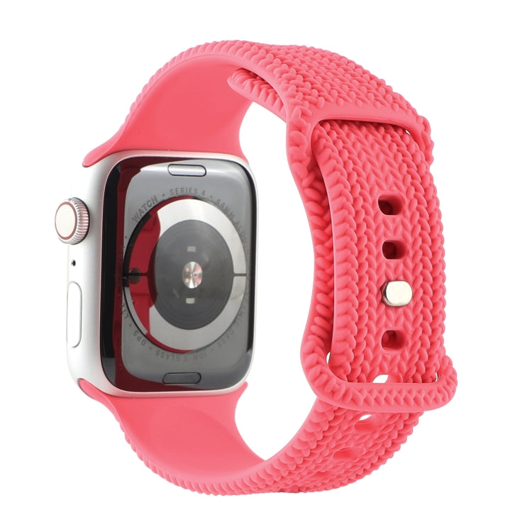 Woven Pattern Figure 8 Buckle Silicone Strap Watchband For Apple Watch Series, 7 45mm / 6 & SE & 5 & 4 44mm / 3 & 2 & 1 42mm, 7 41mm / 6 & SE & 5 & 4 40mm / 3 & 2 & 1 38mm