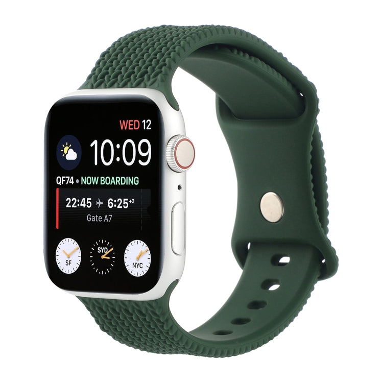 Woven Pattern Figure 8 Buckle Silicone Strap Watchband For Apple Watch Series, 7 45mm / 6 & SE & 5 & 4 44mm / 3 & 2 & 1 42mm, 7 41mm / 6 & SE & 5 & 4 40mm / 3 & 2 & 1 38mm