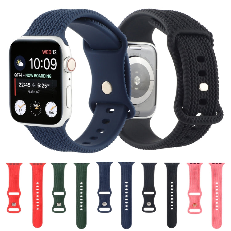 Woven Pattern Figure 8 Buckle Silicone Strap Watchband For Apple Watch Series, 7 45mm / 6 & SE & 5 & 4 44mm / 3 & 2 & 1 42mm, 7 41mm / 6 & SE & 5 & 4 40mm / 3 & 2 & 1 38mm
