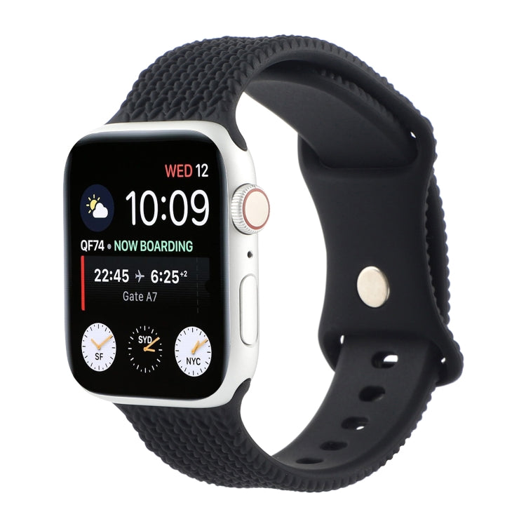 Woven Pattern Figure 8 Buckle Silicone Strap Watchband For Apple Watch Series, 7 45mm / 6 & SE & 5 & 4 44mm / 3 & 2 & 1 42mm, 7 41mm / 6 & SE & 5 & 4 40mm / 3 & 2 & 1 38mm