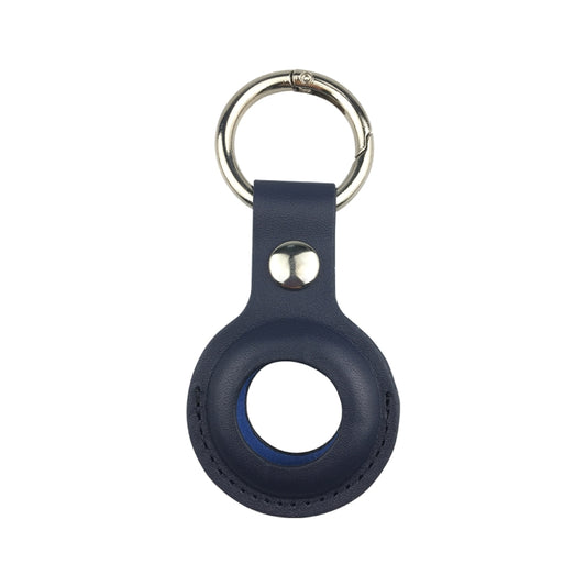 Anti-scratch leather protective cover fitted snugly around AirTag device