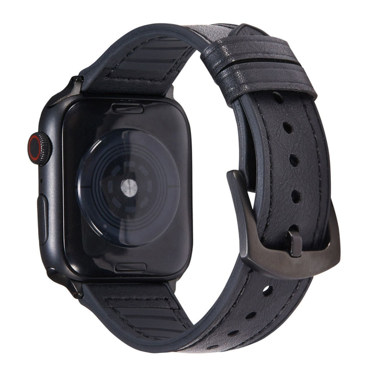 Crazy Horse Texture Leather Replacement Watchbands For Apple Watch Series, 7 45mm / 6 & SE & 5 & 4 44mm / 3 & 2 & 1 42mm, 7 41mm / 6 & SE & 5 & 4 40mm / 3 & 2 & 1 38mm