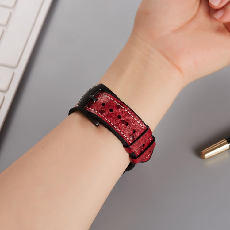 Ostrich Texture Leather Replacement Watchbands For Apple Watch Series, 7 45mm / 6 & SE & 5 & 4 44mm / 3 & 2 & 1 42mm, 7 41mm / 6 & SE & 5 & 4 40mm / 3 & 2 & 1 38mm