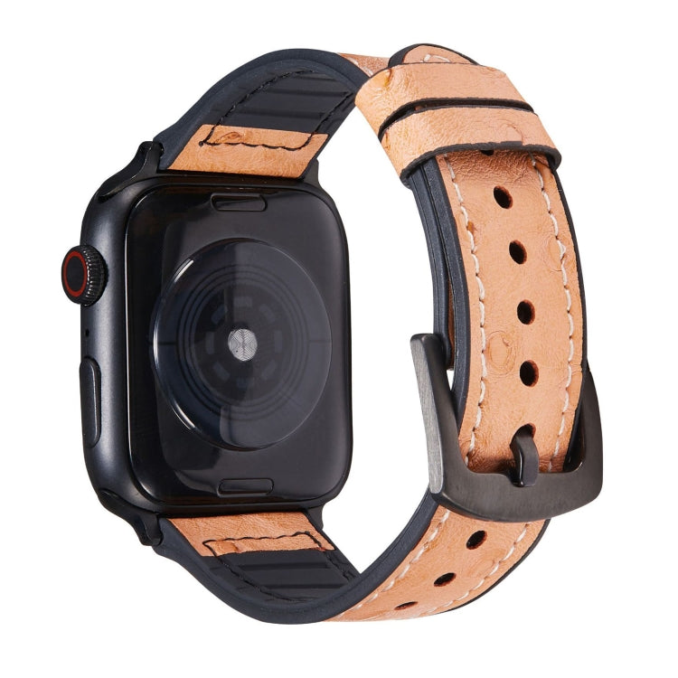 Ostrich Texture Leather Replacement Watchbands For Apple Watch Series, 7 45mm / 6 & SE & 5 & 4 44mm / 3 & 2 & 1 42mm, 7 41mm / 6 & SE & 5 & 4 40mm / 3 & 2 & 1 38mm