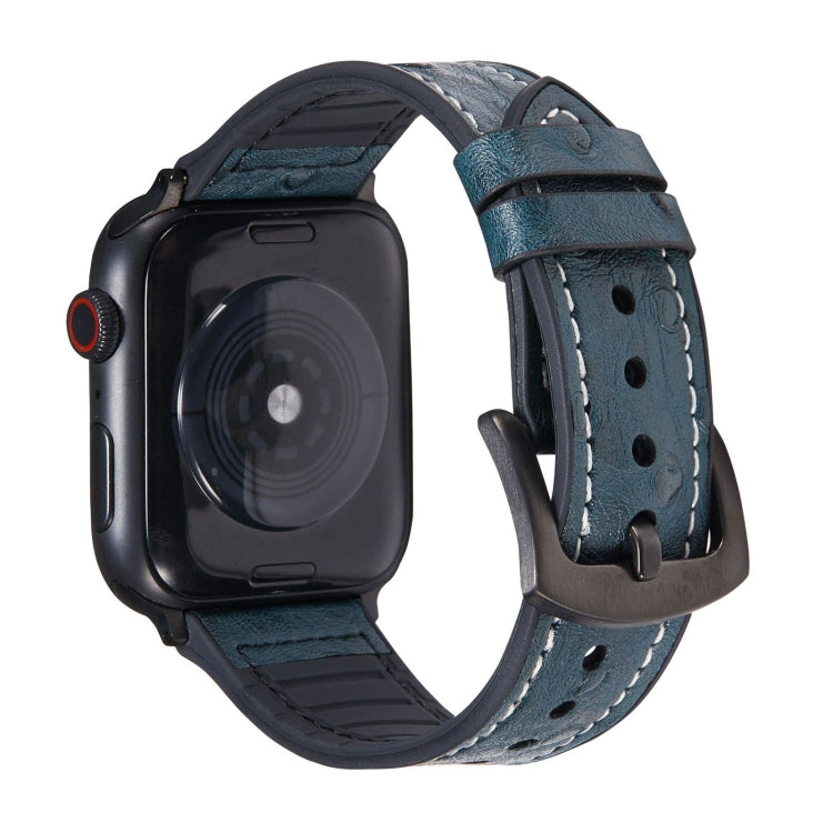 Ostrich Texture Leather Replacement Watchbands For Apple Watch Series, 7 45mm / 6 & SE & 5 & 4 44mm / 3 & 2 & 1 42mm, 7 41mm / 6 & SE & 5 & 4 40mm / 3 & 2 & 1 38mm