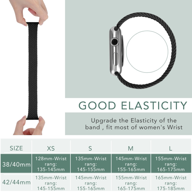 Metal Head Braided Nylon Solid Color Replacement Strap Watchband For Apple Watch Series 6 & SE & 5 & 4 40mm / 3 & 2 & 1 38mm, XS 128mm
