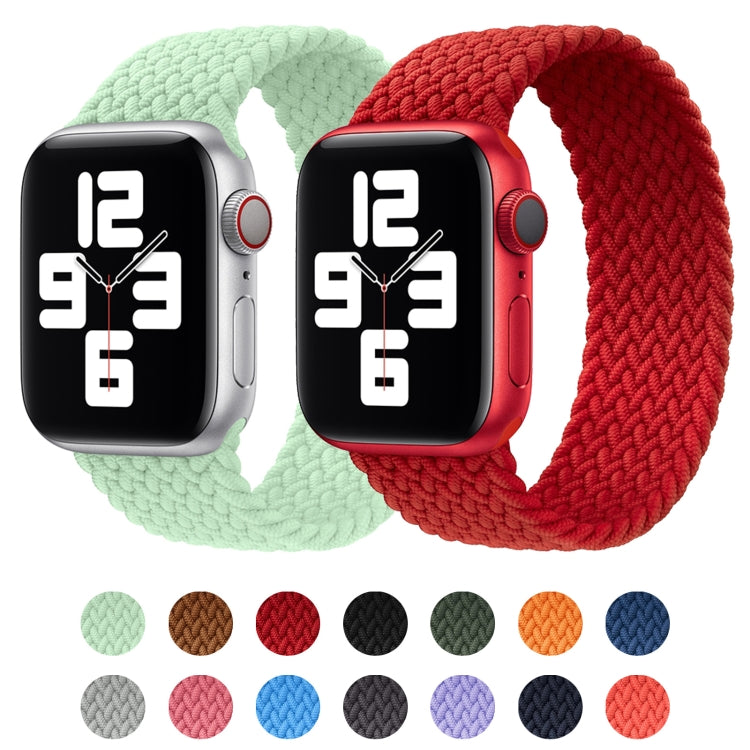 Metal Head Braided Nylon Solid Color Replacement Strap Watchband For Apple Watch Series 6 & SE & 5 & 4 40mm / 3 & 2 & 1 38mm, S 135mm