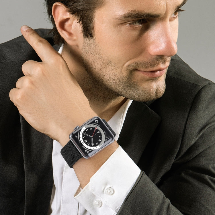 Metal Head Braided Nylon Solid Color Replacement Strap Watchband For Apple Watch Series 6 & SE & 5 & 4 40mm / 3 & 2 & 1 38mm, M 145mm