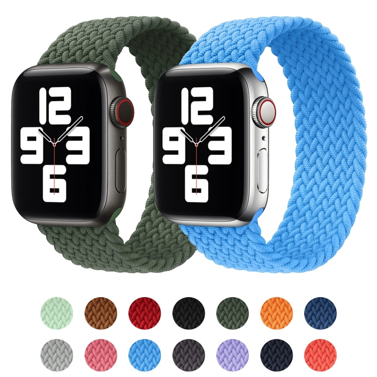 Metal Head Braided Nylon Solid Color Replacement Strap Watchband For Apple Watch Series 6 & SE & 5 & 4 44mm / 3 & 2 & 1 42mm, XS 135mm