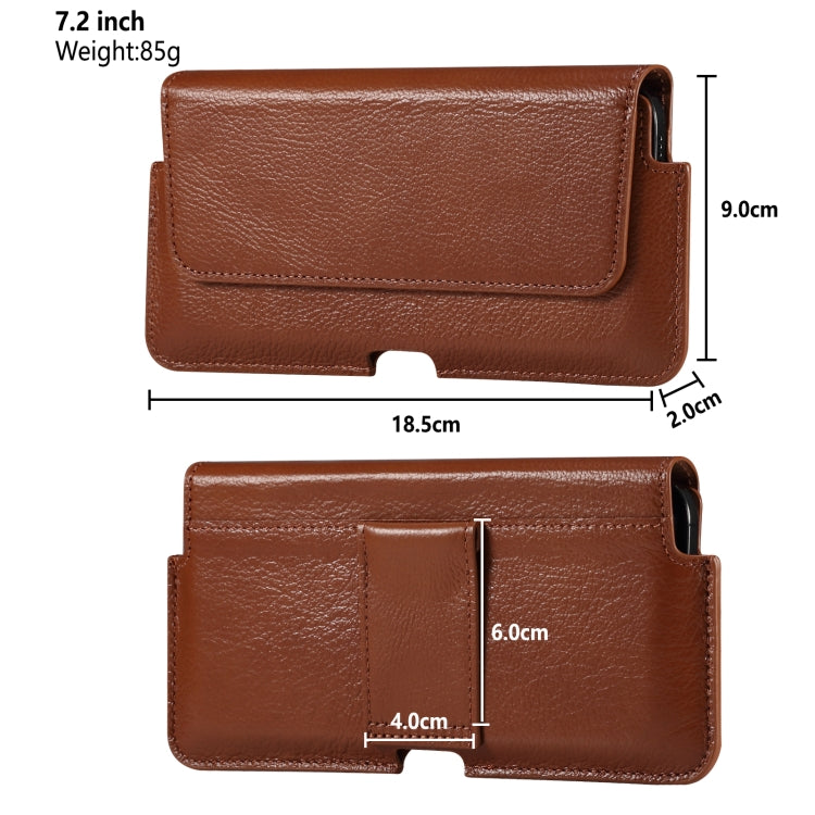 Universal Cow Leather Horizontal Mobile Phone Leather Case Waist Bag For 7.2 inch and Below Phones, For 7.2 inch and Below Phones