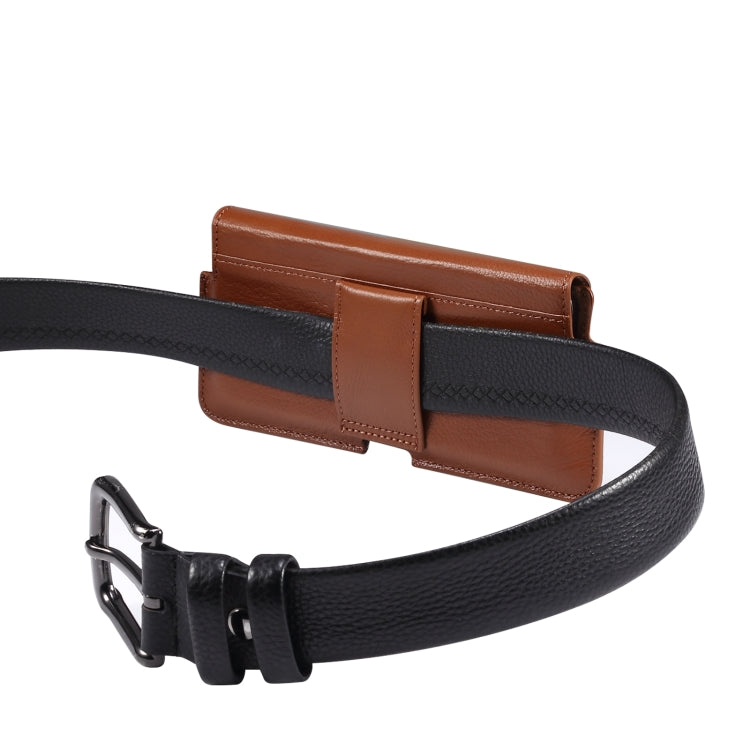 Universal Cow Leather Horizontal Mobile Phone Leather Case Waist Bag For 7.2 inch and Below Phones, For 7.2 inch and Below Phones