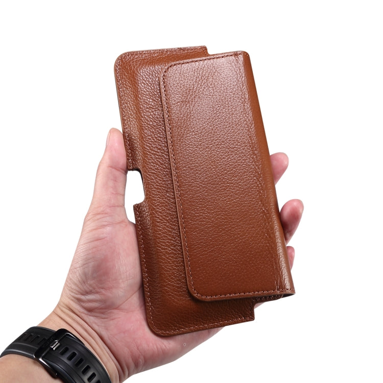 Universal Cow Leather Horizontal Mobile Phone Leather Case Waist Bag For 7.2 inch and Below Phones, For 7.2 inch and Below Phones