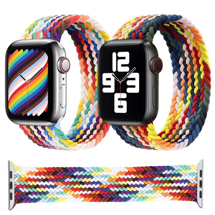 Rainbow Braided Single Loop Replacement Watchbands, Size: S 135mm For Apple Watch Series 6 & SE & 5 & 4 44mm / 3 & 2 & 1 42mm, S 135mm 44mm / 42mm