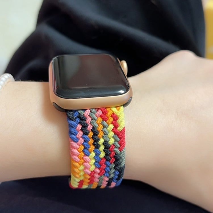Rainbow Braided Single Loop Replacement Watchbands, Size: L 155mm For Apple Watch Series 6 & SE & 5 & 4 40mm / 3 & 2 & 1 38mm, L 155mm 40mm / 38mm