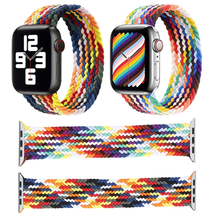 Rainbow Braided Single Loop Replacement Watchbands, Size: L 155mm For Apple Watch Series 6 & SE & 5 & 4 40mm / 3 & 2 & 1 38mm, L 155mm 40mm / 38mm