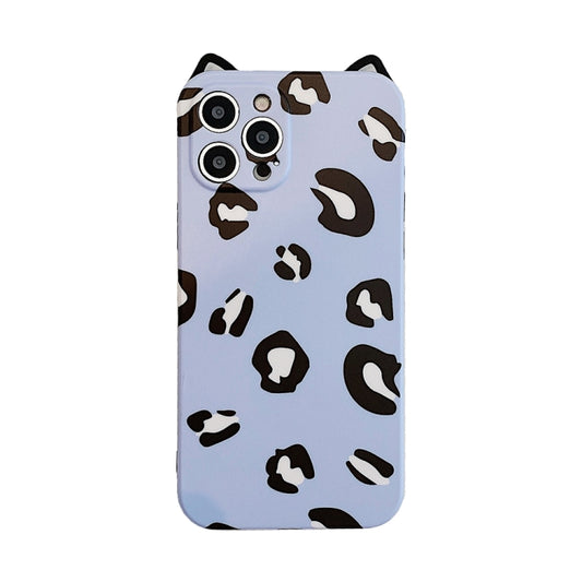 Cute cat ear protective case for iPhone 11 Pro Max featuring bold leopard print pattern