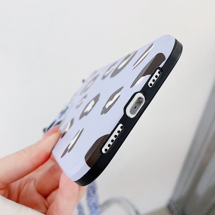 Cat Ear Leopard Print TPU Straight Edge Protective Case with Lanyard, For iPhone 11, For iPhone 11 Pro, For iPhone 11 Pro Max, For iPhone 12, For iPhone 12 Pro, For iPhone 12 Pro Max