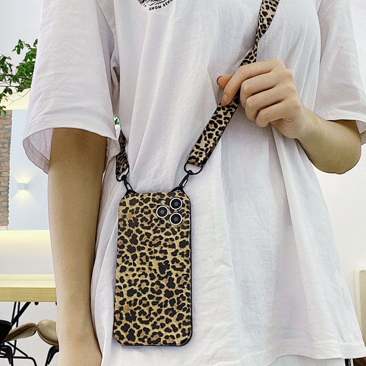 Cat Ear Leopard Print TPU Straight Edge Protective Case with Lanyard, For iPhone 11, For iPhone 11 Pro, For iPhone 11 Pro Max, For iPhone 12, For iPhone 12 Pro, For iPhone 12 Pro Max