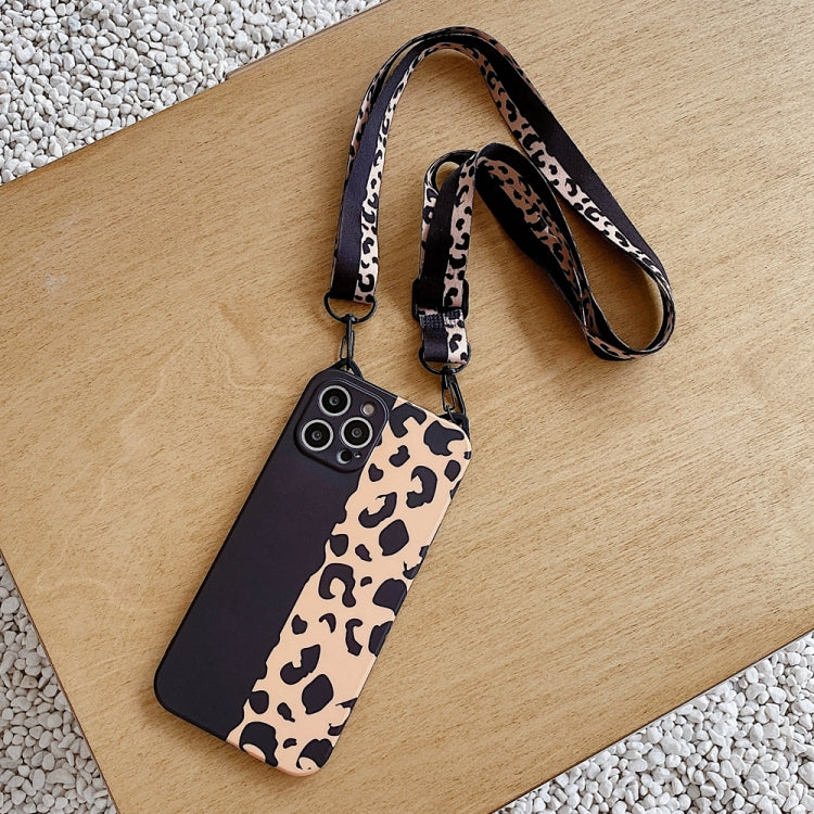 Cat Ear Leopard Print TPU Straight Edge Protective Case with Lanyard, For iPhone 11, For iPhone 11 Pro, For iPhone 11 Pro Max, For iPhone 12, For iPhone 12 Pro, For iPhone 12 Pro Max