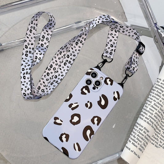 Close-up of leopard print texture on cat ear iPhone protective case with TPU material