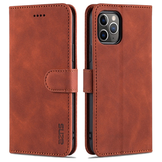 AZNS leather iPhone 11 Pro case with calf texture, card slots, and stand holder