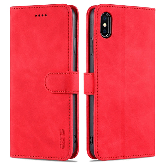 iPhone XS Max leather case with built-in card holders and stand feature