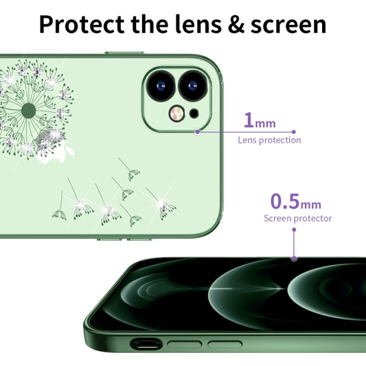iPhone 11 Pro Max slim case with elegant dandelion flower pattern and chrome plating